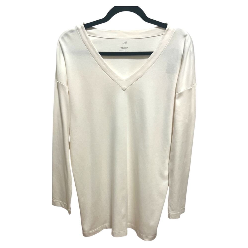 J.Jill Simply Supima V-Neck Tunic Top Small Cream 100% Supima Cotton NWT